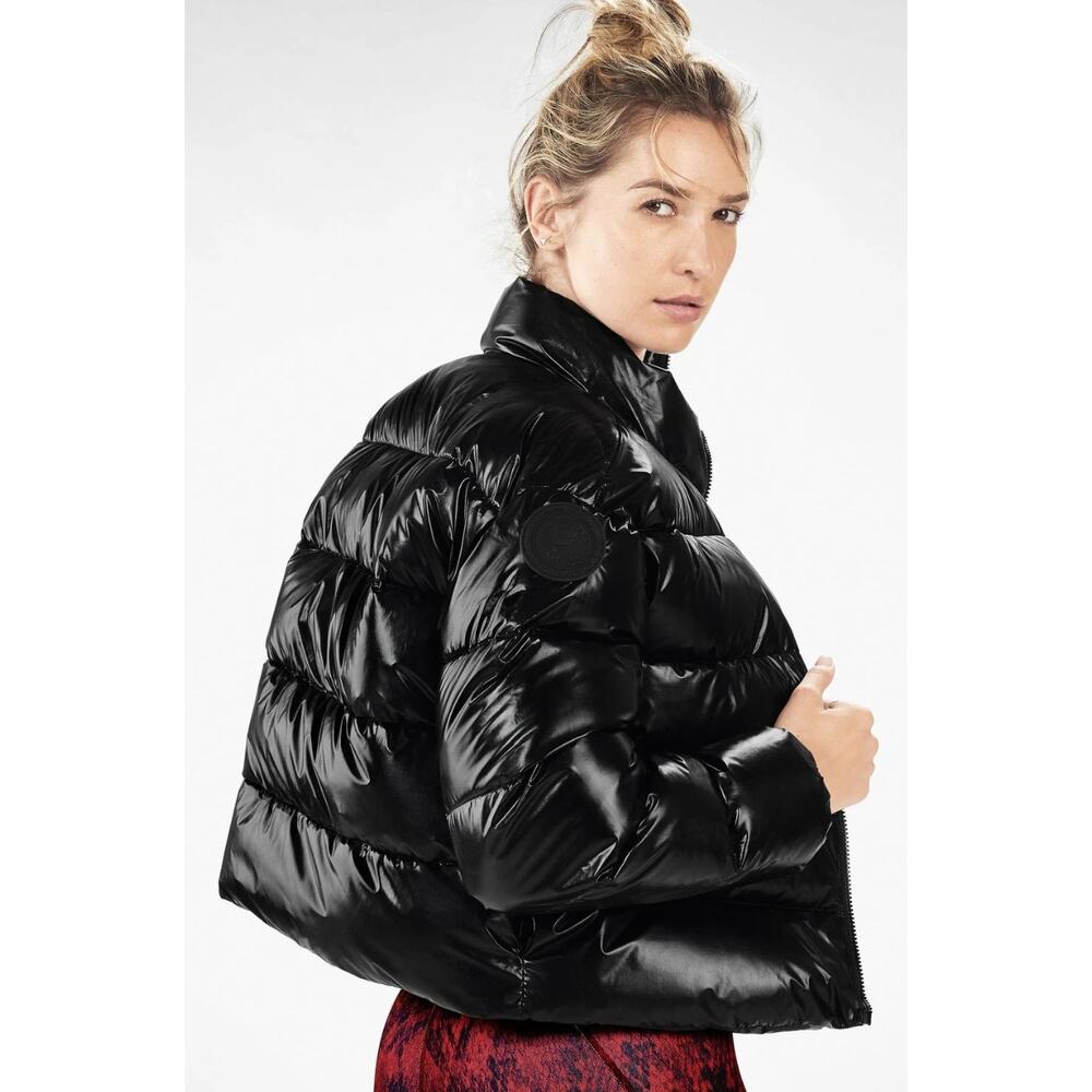 Fabletics Wander Puffer Jacket in Black Shine Size 2X